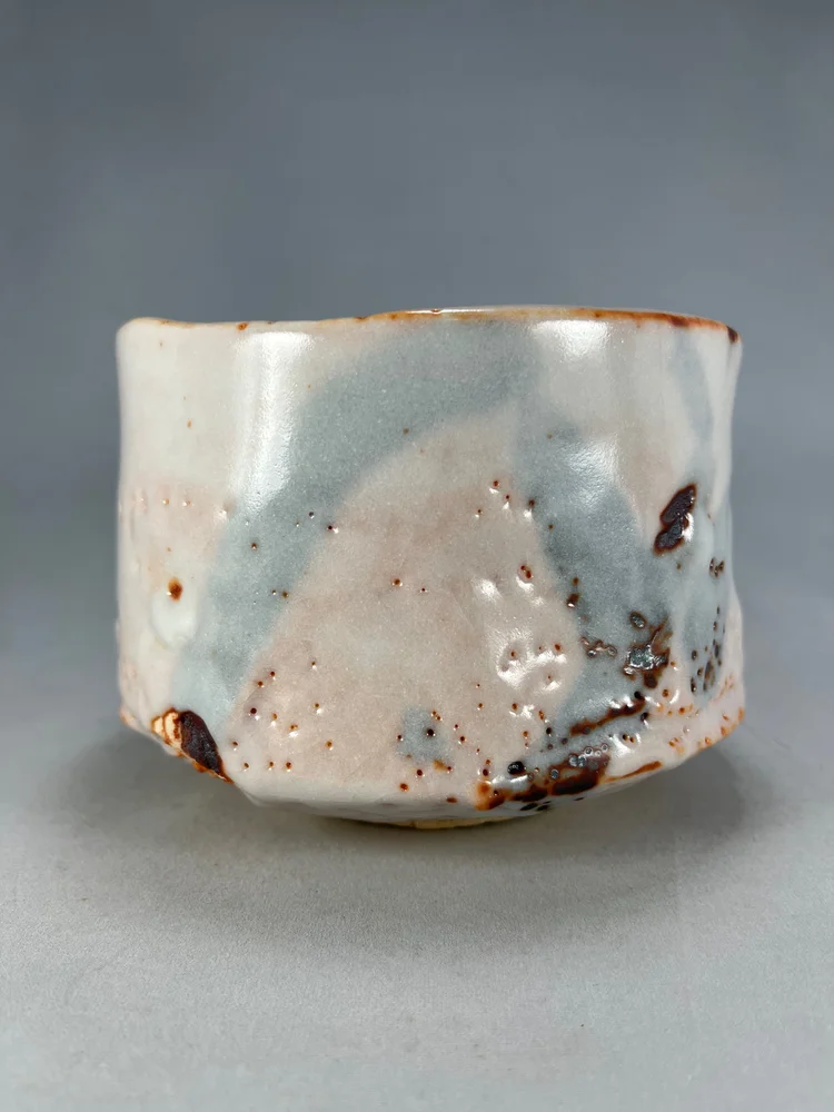 ☆ちゃと☆アウガルテン シロノワズリ Handpainted 貴重 Shino Chawan by Gifu Prefecture Important Intangible Cultural